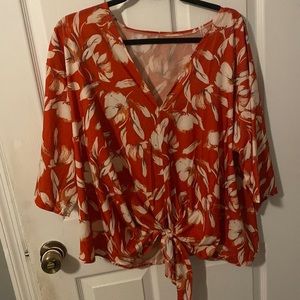 orangish red super cute oversized blouse